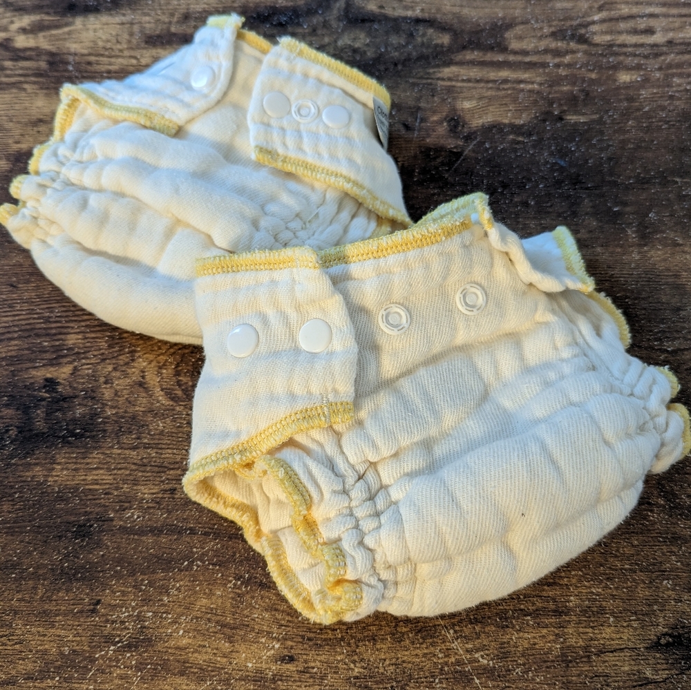 2 Cloth Eez unbleached organic fitted cloth diapers Small